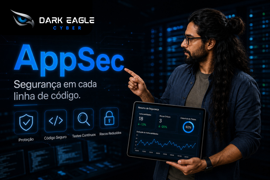 AppSec com segurança integrada ao desenvolvimento de software, testes contínuos e redução de vulnerabilidades.
